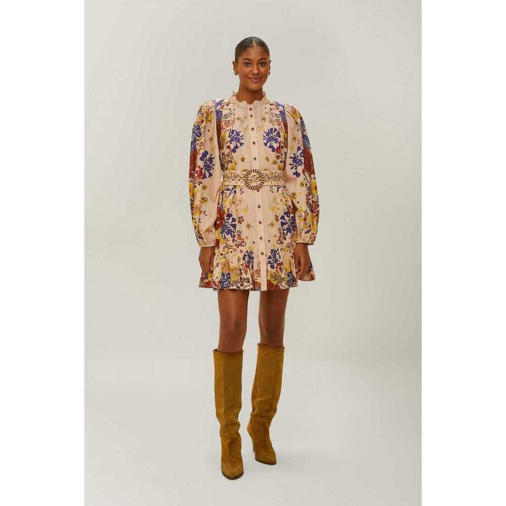 Pink Beauty Bouquet Puff Sleeve Mini Dress